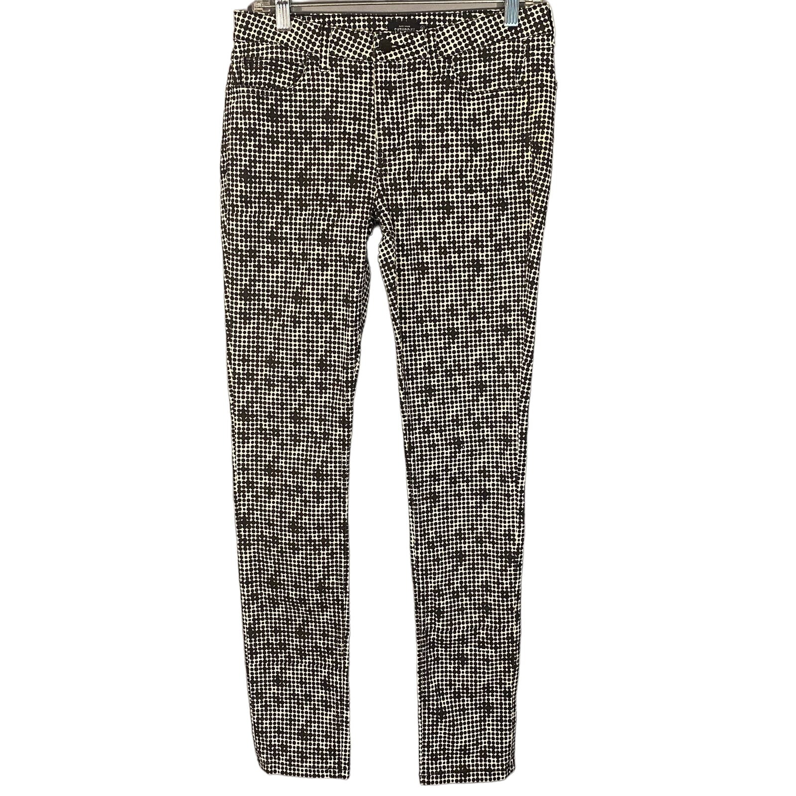 Kate Spade Saturday Black White Checkered Skinny Ankle Denim Jeans Women Sz 28